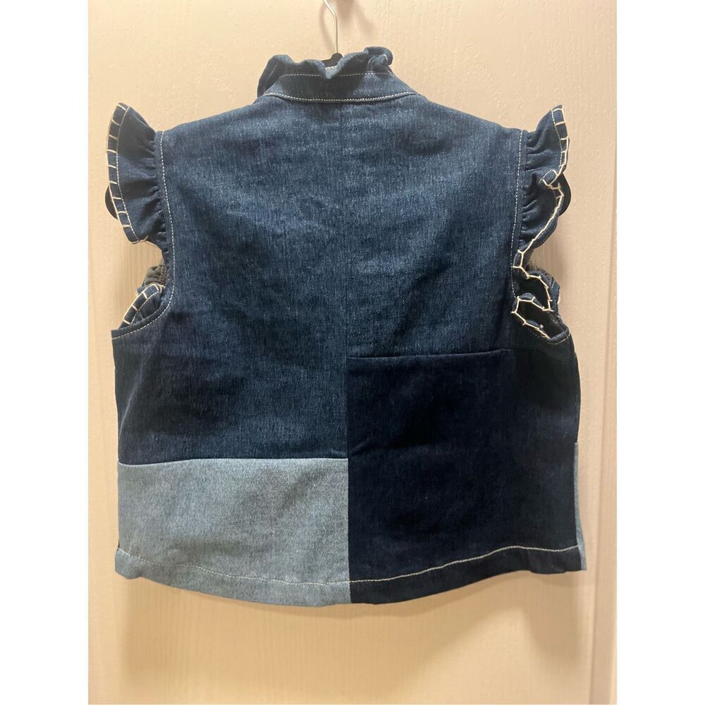 seventy + mochi Women’s Pablo Waistcoat Vest in Patched Blue Denim size 4 NWT - Picture 6 of 8